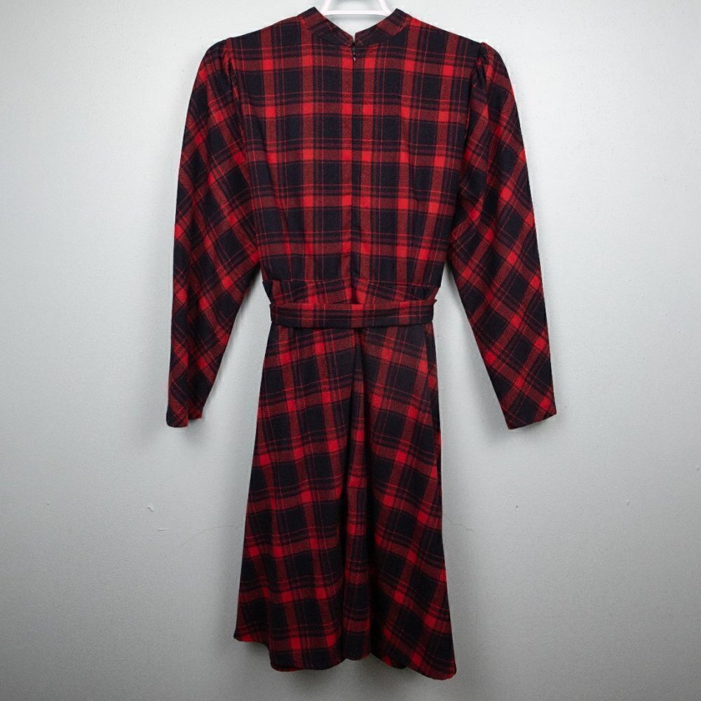 Eloquii red buffalo plaid long sleeve fit and flare dress-16 - Picture 5 of 5